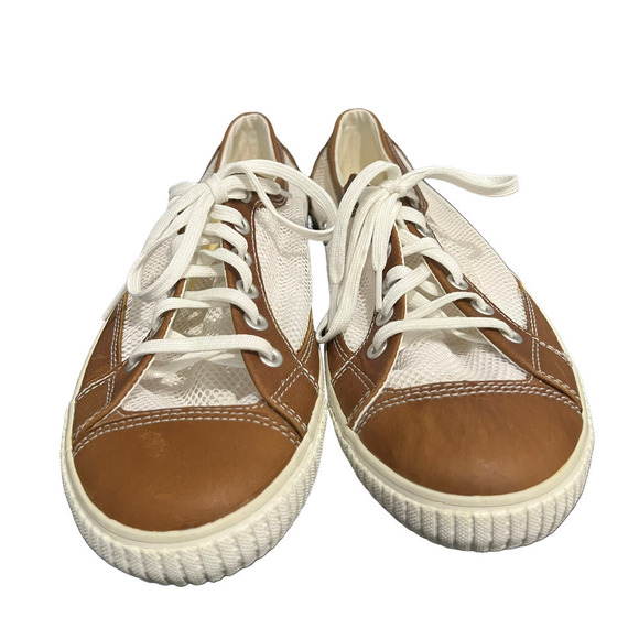 NWOB Tretorn Gullwing Mesh Cotton Net Sneaker Lace Up Brown White Womens Size 10 - Picture 1 of 8